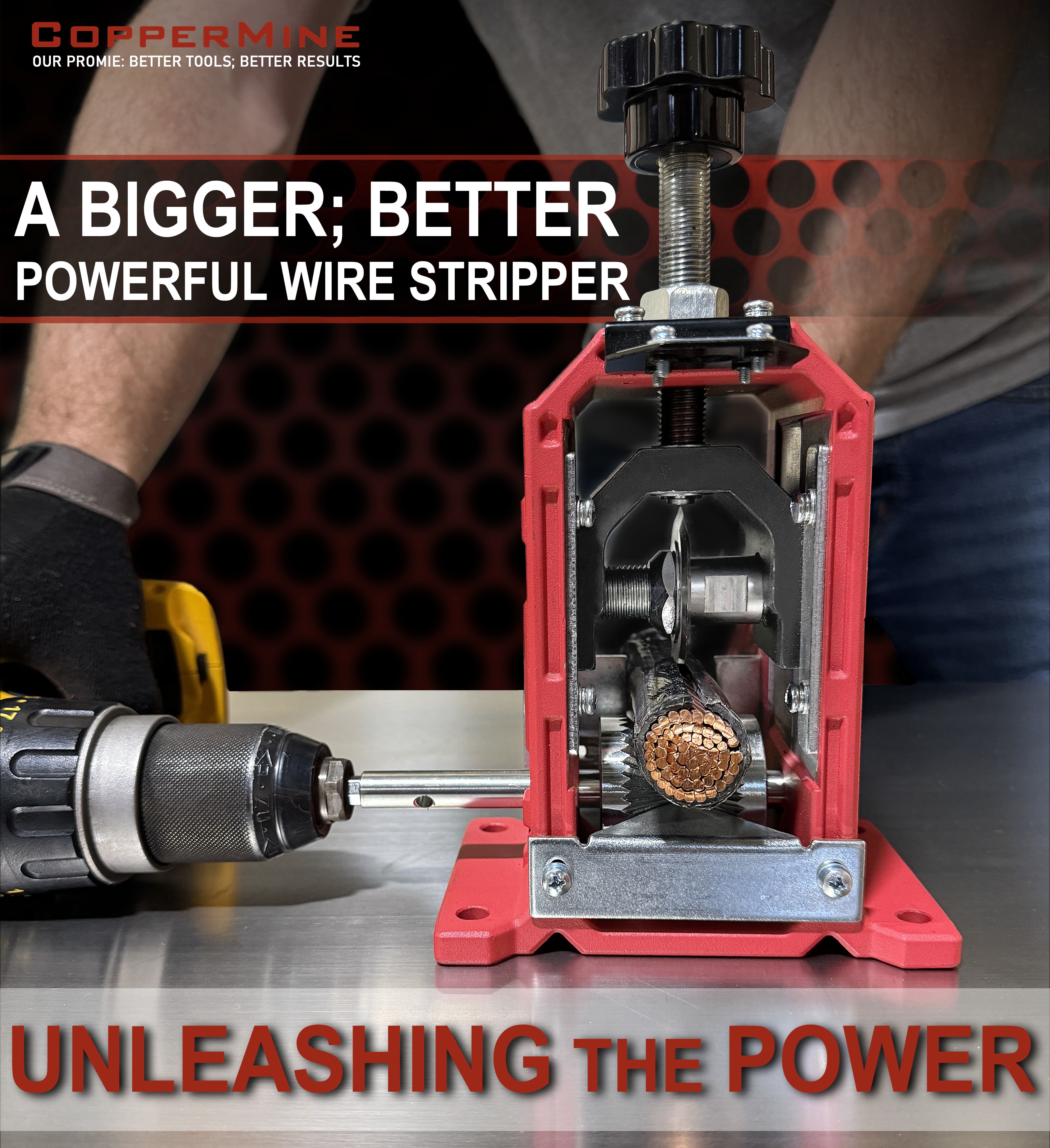 CopperMine CT-302 Drill Operated Wire Stripper Manual Wire Stripping Machine for Cables up to 1-1/2" Copper Wire Stripper