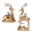 thumbnail image 3 of Figuras de estatuas de elk de 2 piezas Familia Fengshui Ornamentos Ornamentos Artewards año Nuevo Tablero de bodas Esculturas de ciervos de Dorado, 3 of 8