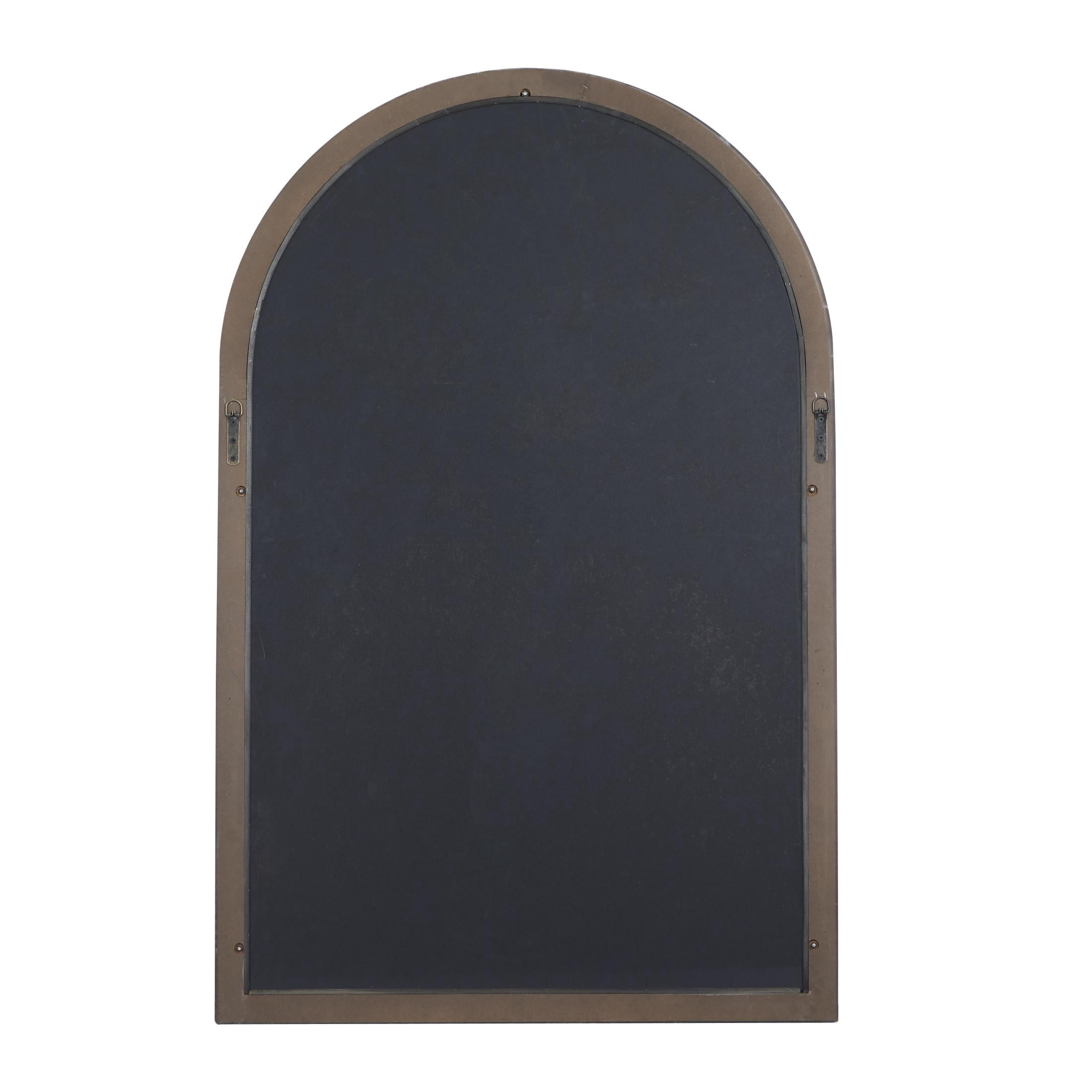 DecMode Farmhouse Glass Arched Window Pane Shape Wall Mirror with Distressed Brown/Whitewashed Finish, 33"W x 51"H