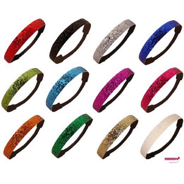 Glitter Headbands 12 Girls Headbands Sparkly Hair Head Bands Assorted