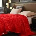 thumbnail image 6 of DBOZE King Size Fleece Blanket (85"x95") – 12lbs Heavyweight, 2-Ply Thick Korean Mink, Ultra Soft & Silky Warm Winter Blanket – Red, 6 of 7