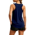 thumbnail image 3 of Double Lined Tank Top Ribbed High Neck Sleeveless Tees Tunic Tank Tops for Women Summer Beach Tank Top Z01 Navy XL, 3 of 7