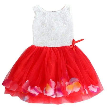 

Girls Dresses Bowknot Tutu Petals Tulle Baby Flower Gown Outfits Dresses For Girls