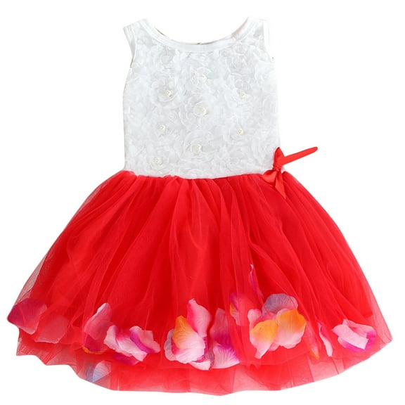 Clearance under 5.00 Lindreshi Baby Girl Clothes Clearance under 5.00 Toddler Infant Bowknot Petals Tulle Dresses Baby Girls Flower Gown Outfits
