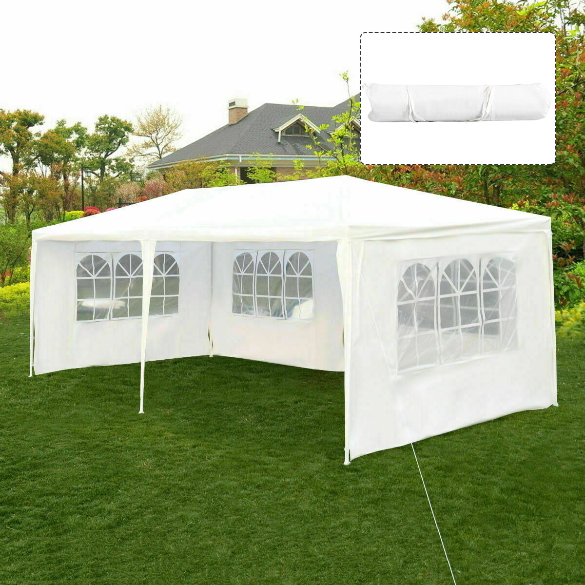 10'X20' Easy POP UP Wedding Party Tent Foldable Gazebo Canopy Shelter W/4 Walls 