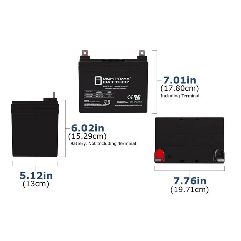 12V 35AH SLA Battery for Toro Titan ZX6020 Zero-Turn Mower - 2