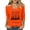 Orange, variant on Funny Halloween Shirts for Women 3/4 Sleeve Pumpkin Witch V Neck Tops Holiday Tshirts Pullover Blouse Black M