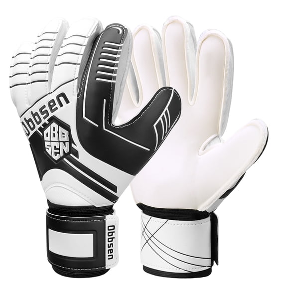 OBBSEN Classic Soccer Goalkeeper Gloves – Grippy & Durable Goalie Gloves for Youth and Adults, Training & Match Play (Black/White)