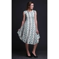 thumbnail image 3 of Bimba Blue Ikat Shibori Women Casual Sleeveless Floral Print Summer Swing Midi Dress-X-Large, 3 of 6