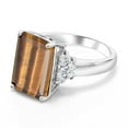 thumbnail image 4 of Gem Stone King 925 Sterling Silver Brown Tiger Eye Ring for Women (6.80 Cttw, Gemstone Birthstone, Emerald Cut 14X10MM, Available in Size 5, 6, 7, 8, 9), 4 of 6