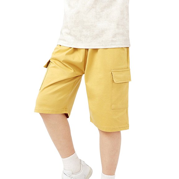 Ruyang Boys Active Jogger Shorts Elastic Waistband Pull on Shorts Summer Quick Dry Basketball Shorts with Pockets 4-11 Years
