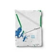 thumbnail image 2 of Fiji Soft Flannel Fleece Throw Blanket, Mapping with Names Written Geographical Layout, Cozy Plush for Indoor and Outdoor Use, 50" x 60", White Cobalt Blue Green, by Ambesonne, 2 of 5
