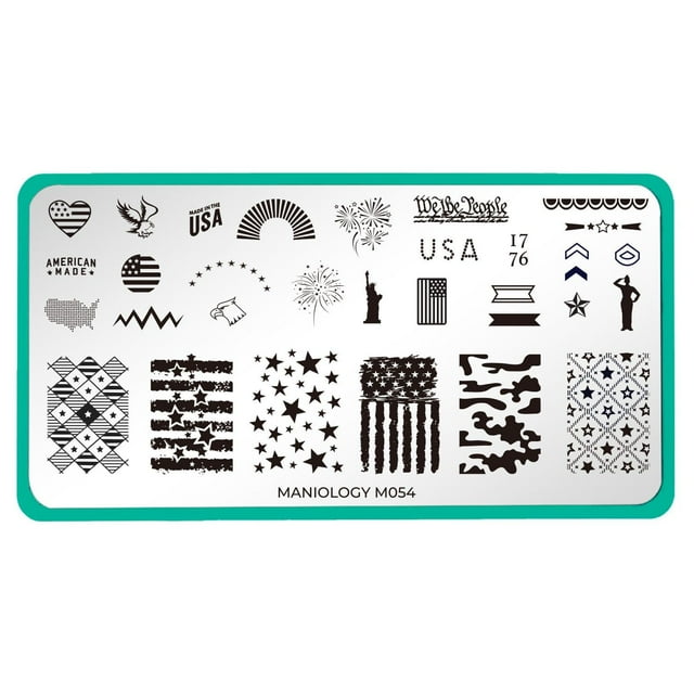 Maniology Occasions Stars & Stripes (m054) Stainless Steel Nail Stamping Plate