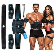 eAnjoy EMS Pads, ABS Stimulator Muscle Toner, Abdominal Toning Belt Muscle Trainer, Portable Fitness Trainer for Abdomen, Arm and Leg, with 6 Modes 8 Levels, USB Charging (6-Pack)