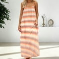thumbnail image 2 of XIAONU Women's Spaghetti Strap Maxi Dress Striped Print Loose Flowy Casual Summer Beach Sundress, 2 of 7
