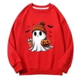 thumbnail image 4 of Chandail à Col Rond à Manches Longues pour Enfants, Décontracté et Tendance, Imprimé 2D d'Halloween, Rouge, 4 of 6