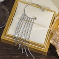 thumbnail image 2 of Fiudx Pendientes Largos con Borlas y Diamantes Brillantes para Mujer, Sin Perforaciones, 1 Unidad, 2 of 5