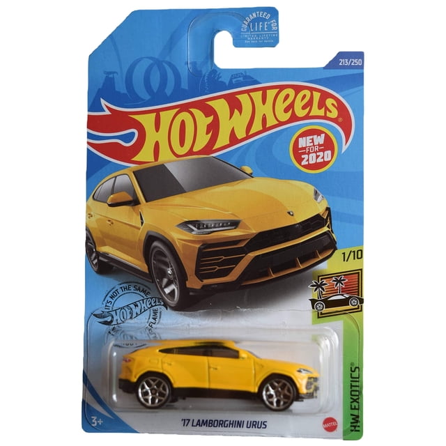 Auto fundido a presión Hot Wheels 2017 Lamborghini Urus a escala 1:64 amarillo