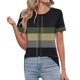 thumbnail image 1 of Ploknplq Elbow Length Tee Shirts for Women,Stripe Shirt,Workout T Shirts for Women,Spring Round Neck Splicing Striped Loose Short Sleeve T Shirt,Oversized Shirts for Women,Graphic Tee Khaki XL, 1 of 4