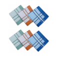 thumbnail image 1 of Pañuelos de algodón 100 % surtidos para hombre de Yjmei, paquete de 6, colores teñidos variados con bordes de rayas de satén, 1 of 5