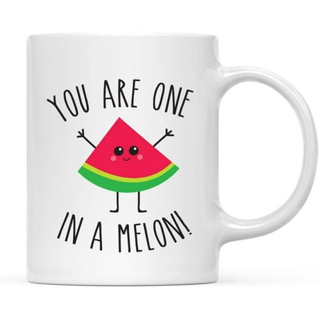 

Valentine‘s Day Funny 11oz. His Her Couples Coffee Mug Gift You Are One In A Melon! Watermelon Graphic 1-Pack