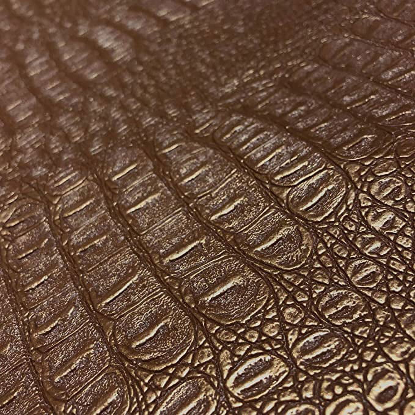 Gator Faux Leather, Soft Textured Crocodile Vinyl Fabric, Alligator Skin Embossed Upholstery And DIY Craft Pleather Sheets – Cut Continuously By The Yard (Copper Metallic)