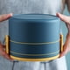 thumbnail image 5 of Lonchera, Bento Box, Lonchera portátil de doble capa, Calentada en microondas, Diseño de 2 niveles, Estructura de metal, Para oficina, Arroz, Almacenamiento de alimentos, Ideal para viajes,, 5 of 7