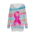 thumbnail image 4 of Tiqkatyck Womens Fall Shirts, Women's Fashion Casual Breast Cancer Awareness V Neck Long Sleeve Shirts Loose Top T Shirt Graphic Tees for Women, Breast Cancer Shirts for Women Light Blue XXL, 4 of 4