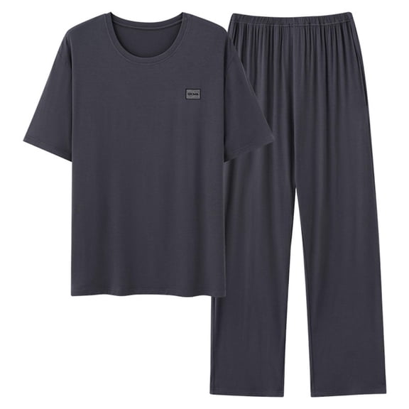 Mrmaere Men's Crew Neck Short Sleeve T Shirt and Pants Set 2 Piece Pullover Soft Breathable for Daily Home Outdoor Black L