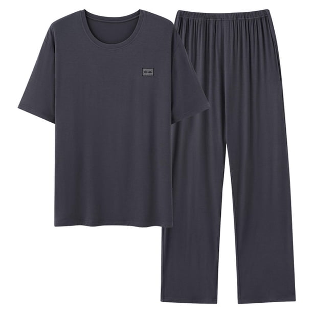 Ceisia Men's Plus Size Loose Fit Modal Cotton Crew Neck T-Shirt & Long Pants Set - Breathable Soft Casual Two-Piece Loungewear Gifts