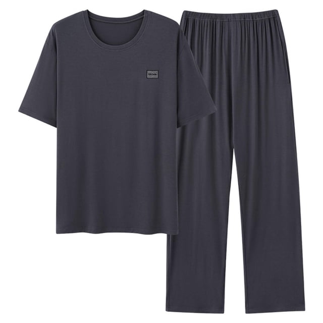 Ceisia Men's Plus Size Loose Fit Modal Cotton Crew Neck T-Shirt & Long Pants Set - Breathable Soft Casual Two-Piece Loungewear Gifts
