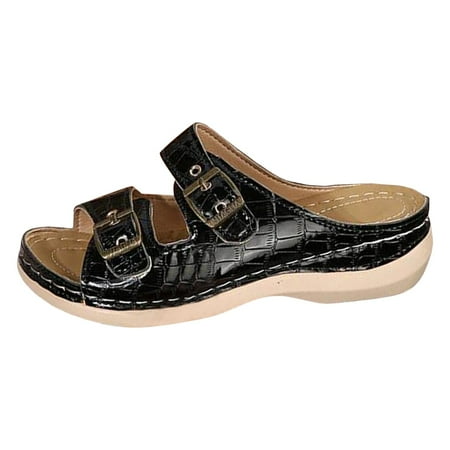 

PEASKJP Womens Sandals Wide Width Casual Espadrille Slide On Platform Sandals Comfort Open Toe Ankle Elastic Strappy Studded Flatform Sandal Shoes (Black 40)