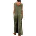 thumbnail image 4 of hirigin Women Jumpsuit, Elegant Sleeveless Patchwork Loose Long Wide Leg Pants with Pockets, 4 of 5
