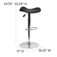 thumbnail image 2 of Contemporary Black Vinyl Adjustable Height Barstool with Wavy Seat and Chrome Base, 2 of 9