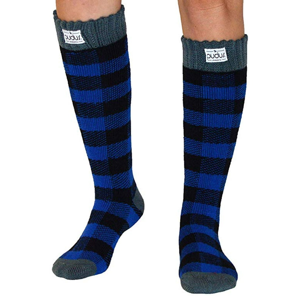 Pudus Pudus Adult Tall Cozy Winter Boot Socks Lumberjack Blue, One Size