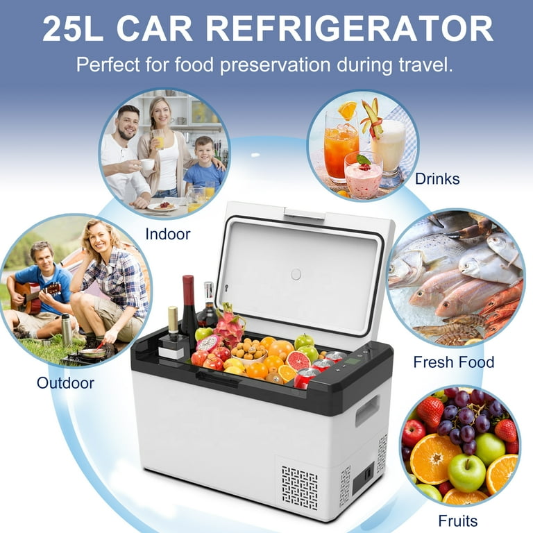 12 Volt Car Refrigerator, 26QT(25L) Portable Car Refrigerator, -8