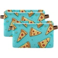 thumbnail image 2 of Cartoon Pizza Storage Basket with Handles Collapsible Storage Bins Canvas Fabric Storage Organizer for Shelves Closet Bedroom Living Room 1Pack Decor Gifts, 2 of 7
