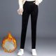 thumbnail image 4 of Gibobby pantalones negros mujer Pantalones sueltos de pana de lana a rayas de Color sólido de de talla grande para mujer a la (Negro, L), 4 of 5