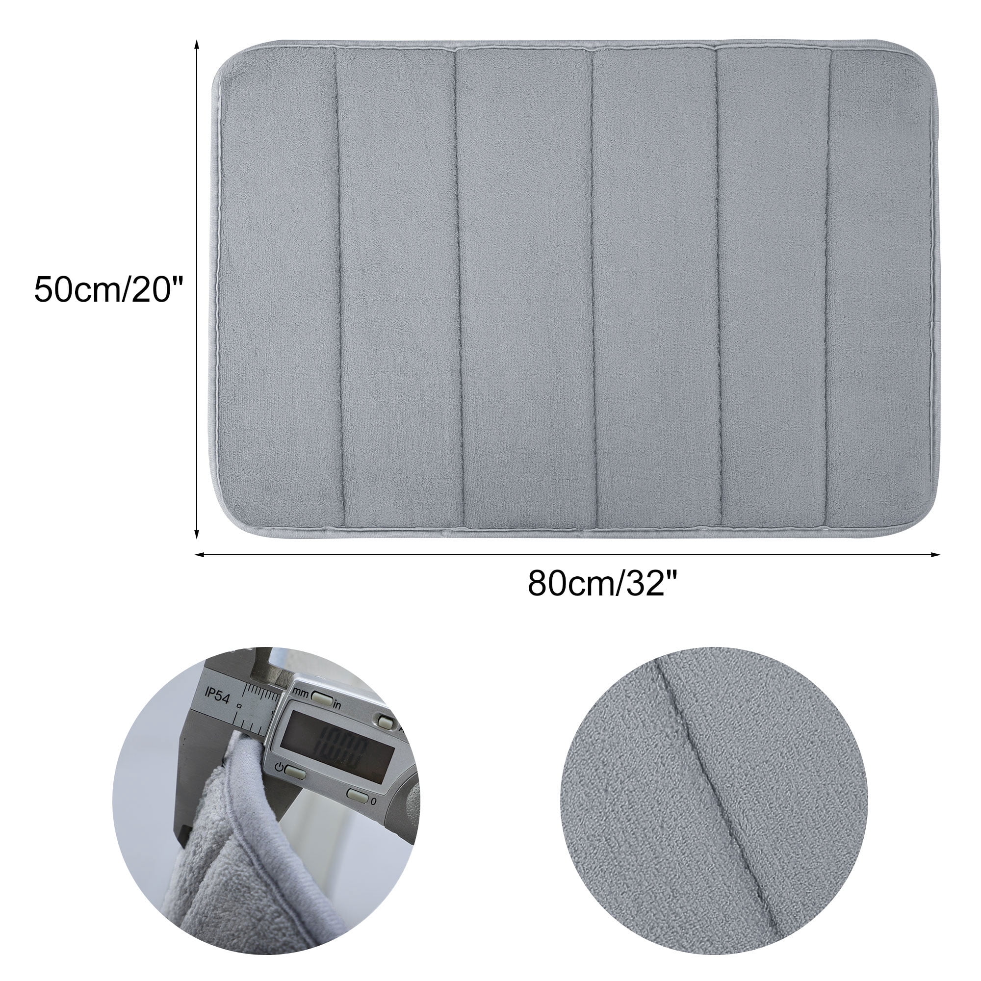 Unique Bargains Solid Contemporary Memory Foam Bath Rug Silver Gray 32"x20"