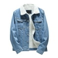 thumbnail image 2 of Men's Retro Fashion Outdoor Fleece Lined Denim Jacket for Winter Casual Wear Christmas Holiday,Light Blue,3XL, 2 of 8