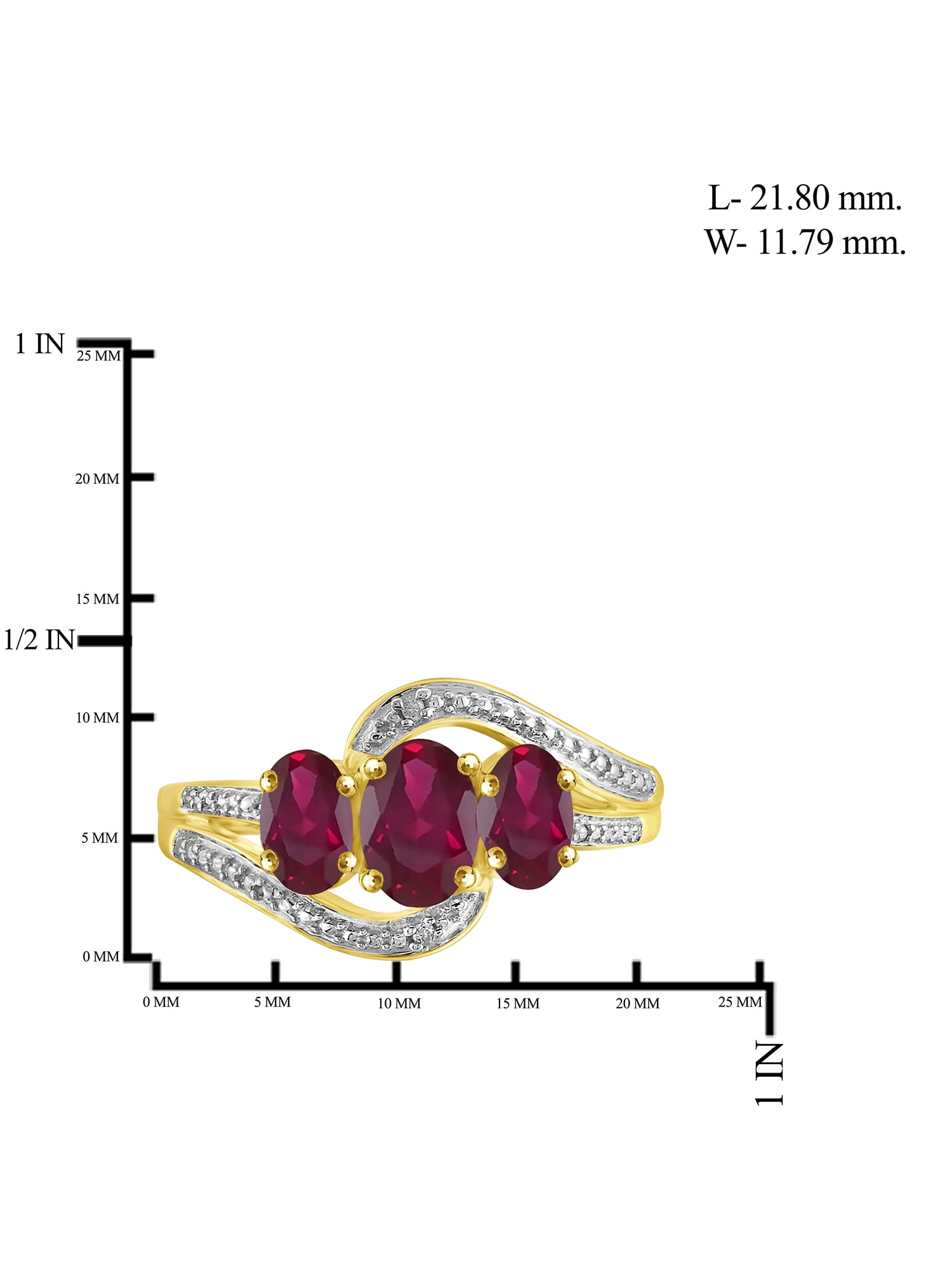 JewelersClub Ruby Ring Birthstone Jewelry – 1.75 Carat Ruby 14K Gold Plated Silver Ring Jewelry with White Diamond Accent – Gemstone Rings with Hypoallergenic 14K Gold Plated Silver Band