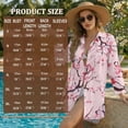 thumbnail image 7 of Xixirimido Pink Butterfly Cherry Blossoms Print Bathing Suit Cover Up for Women V Neck Button Down Swimsuit Coverup Long Sleeve Beach Dress Shirt, Size 3XL, 7 of 7