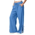 thumbnail image 2 of Delayuji Womens Cotton Linen Pants Wide Leg Pants Loose Fit Summer Casual Outerwear Fashion Pants With Pockets, 2 of 7
