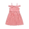thumbnail image 3 of HAOTAGS Fit & Flare Dresses for Girls,Off-Shoulder Square-Neck s Sleeveless Knee-Length Picnic Swing Dress Red 7-8, 3 of 6