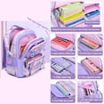 thumbnail image 6 of Backpack School Backpacks Large Bookbags for Cute Book Bag with Compartments (Lattice Purple), 6 of 7