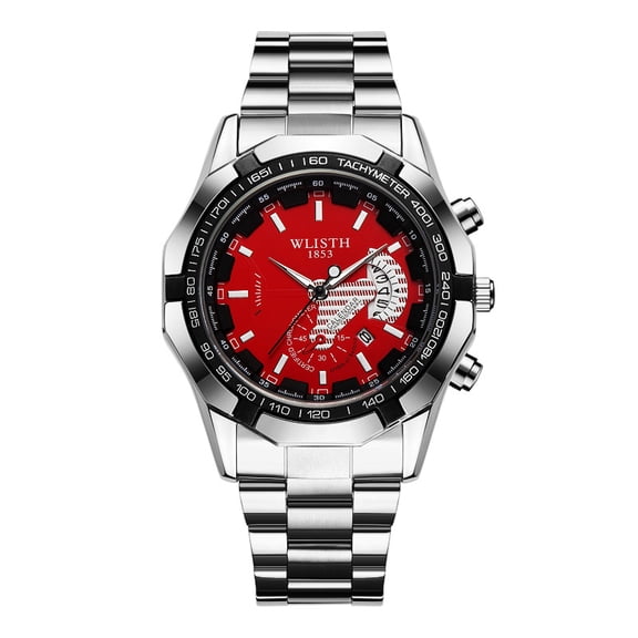 Men's Large-Dial Quartz Watch - Date Function, Stainless Steel Strap, Fashion Casual Luminous Wristwatch