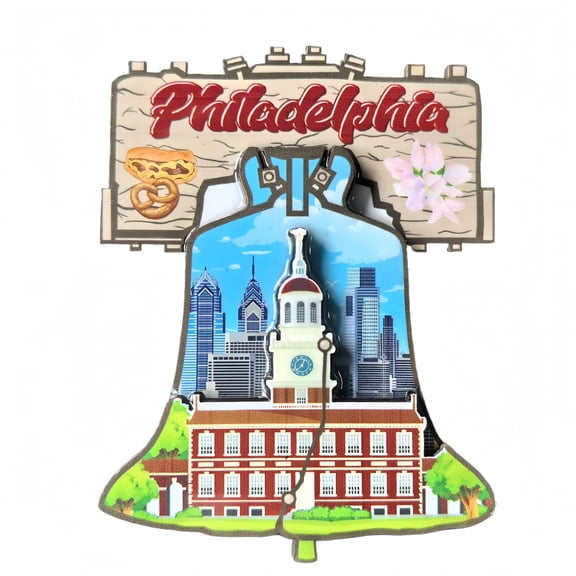 Philadelphia USA 3D Fridge Magnet Souvenir Gift,Wood Handmade Philadelphia Refrigerator Magnet Home Decoration Collection