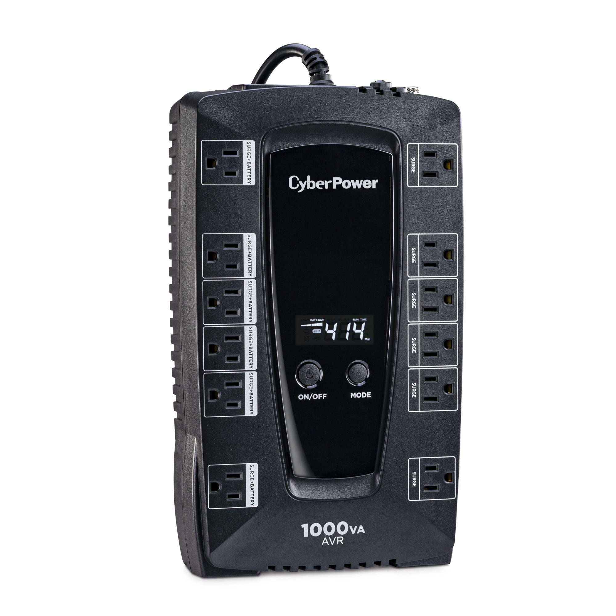 CyberPower LE1000DG Battery Backup UPS, 1000VA/530W, 120V, 12 Outlets, AVR, LCD Display, 5 ft, Black