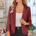 thumbnail image 5 of lcziwo Today's Deals Women Sequin Jacket Glitter Sparkle Open Front Casual 3/4 Sleeve Party Shininy Blazer Casual Lapel Collar Cardigans,Wine,L, 5 of 9