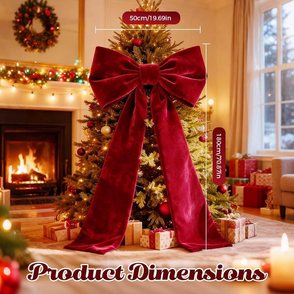 Guvpev 6FT Large Velvet Christmas Bows - Giant Black Xmas Bows for Christmas Tree Topper, Wreaths, Mantel, Front Door, Porch & Wedding Decorations, Indoor & Outdoor Holiday Christmas Decorations